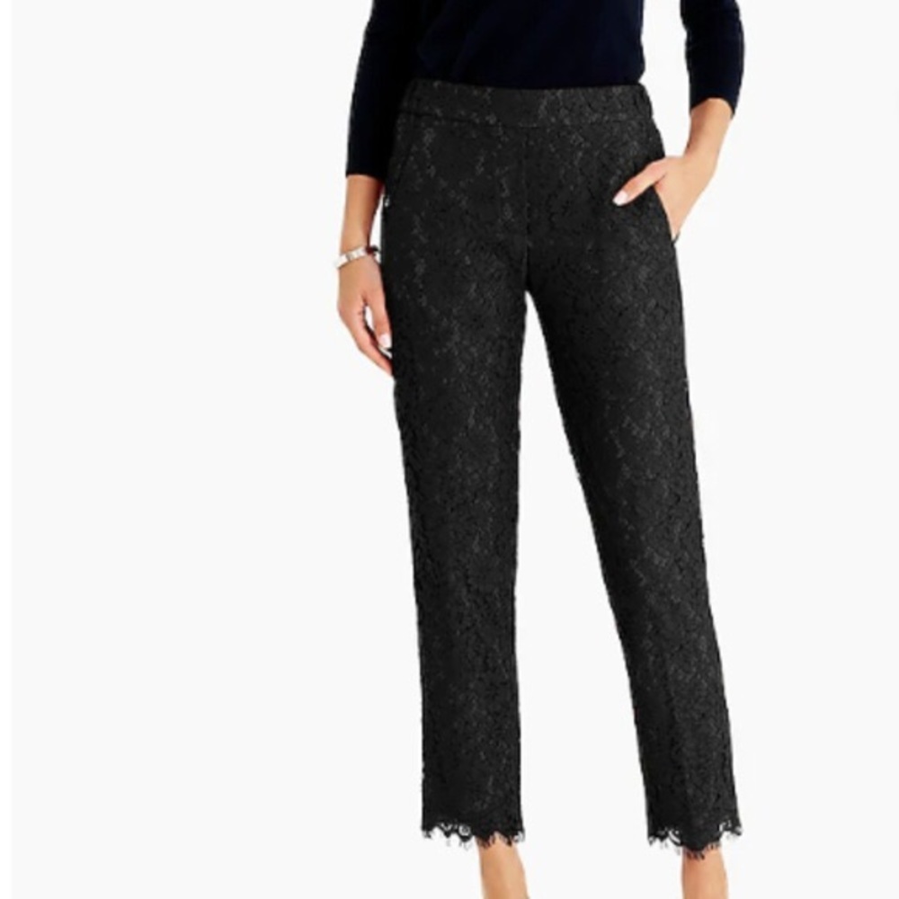 J Crew Black Lace Easy Pant Sz 00 NWT Current